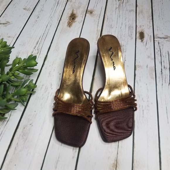 Nina Shoes Shoes - Nina Heels Nexus Beaded Slip On Shoes Open Toe NEW